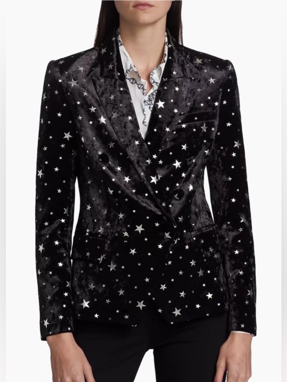 L'AGENCE Kenzie Star Speckled Double
Breasted Velvet Blazer SZ US 0 NWT